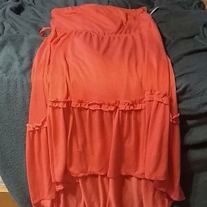Coral Strapless High Low Dress